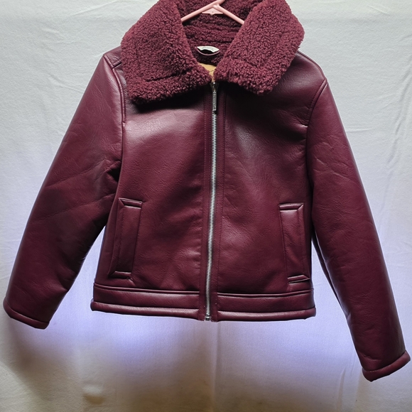 BearPaw Women's Deep Burgundy Leather Jacket Size Medium